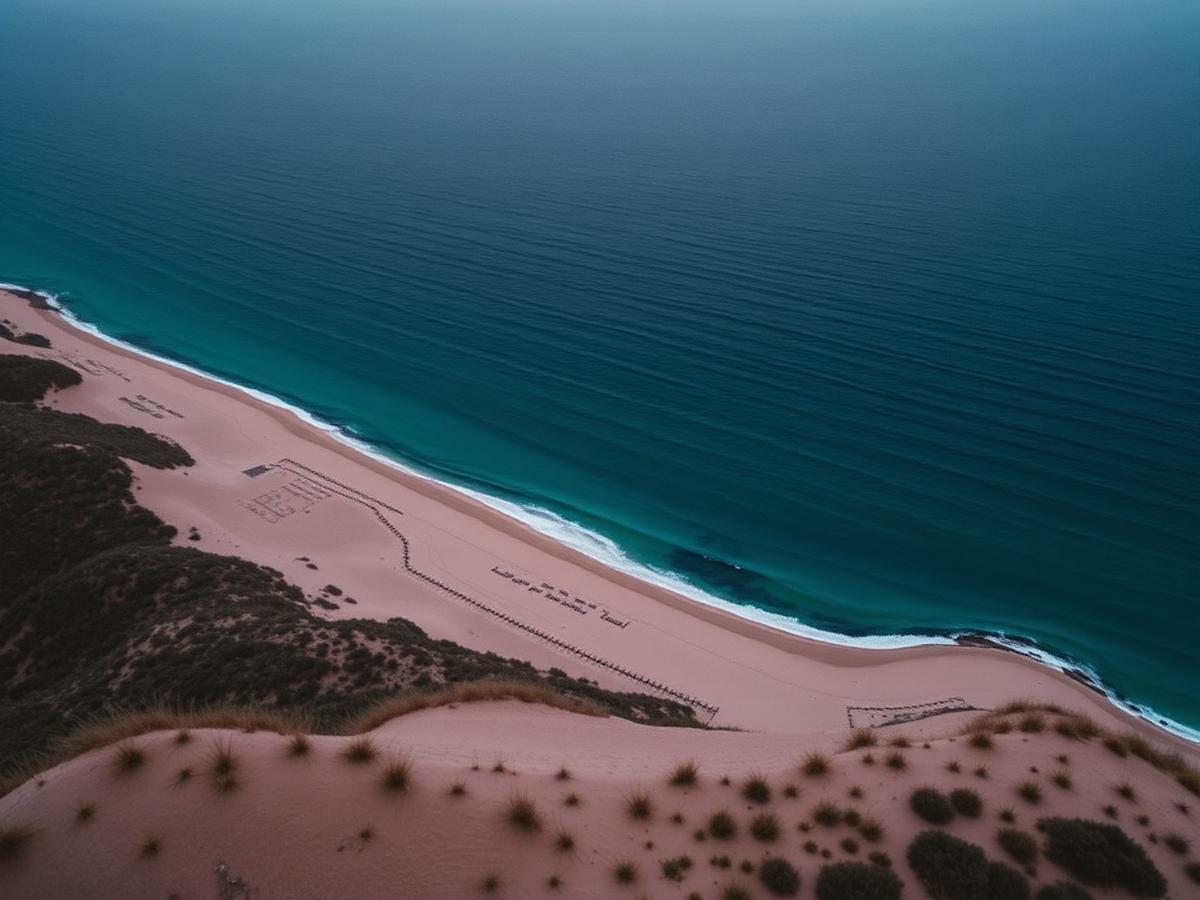 Aerial view of the beach in front of the house